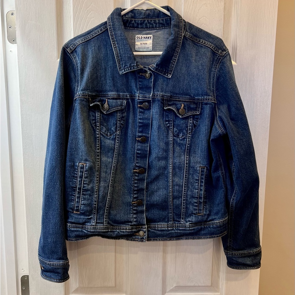 Dark Wash Denim Jean Jacket Size X-Large Old Navy brand. Button up collar jacket - Picture 4 of 17